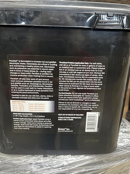 CrystalClear ParaSalt Outdoor Pond & Water Garden Rock Salt Crystals, Fish Parasite Control, Beneficial Stress Reducing & Slime Coat Treatment, Natural Aquatic Additive, Koi, Plants & Pet Safe, 20 lbs-PawvioPets