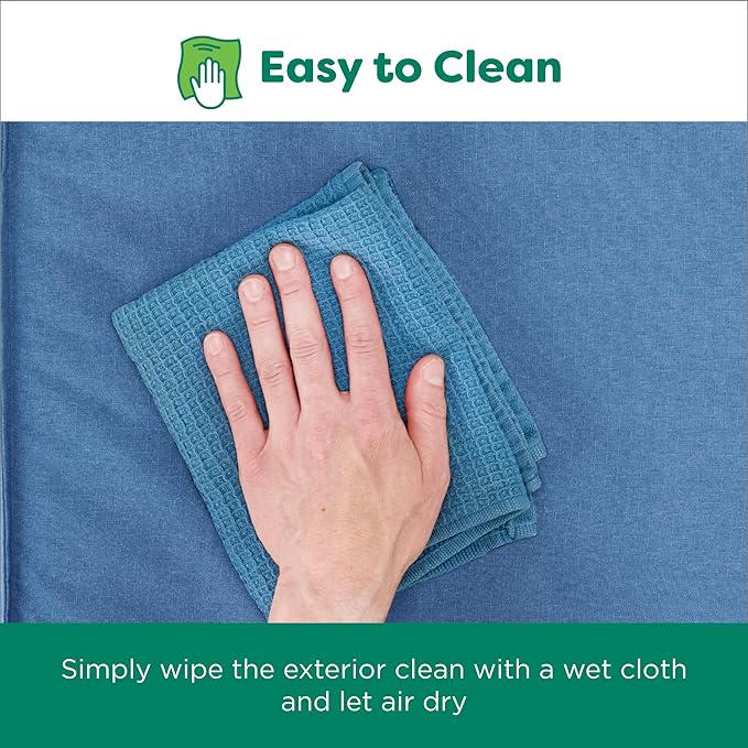 FurHaven Cooling Dog Bed – Medium Foam Mattress for Joint Pain Relief, Waterproof Liner, Removable Washable Cover, Durable for Outdoor Use, Deluxe Grid Indoor/Outdoor Bed – Blue, Medium-PawvioPets