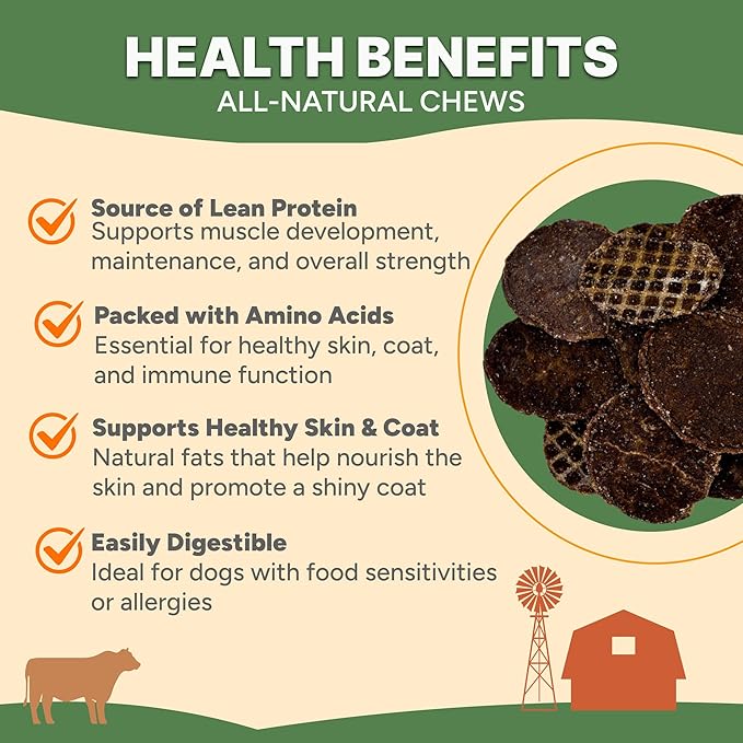 Gaines Family Farmstead Beef Chips for Dogs – 6 oz, Natural Single-Ingredient Dog Treats, High-Protein Rawhide-Free Chews, Healthy Grain-Free Snacks, Made in USA-PawvioPets