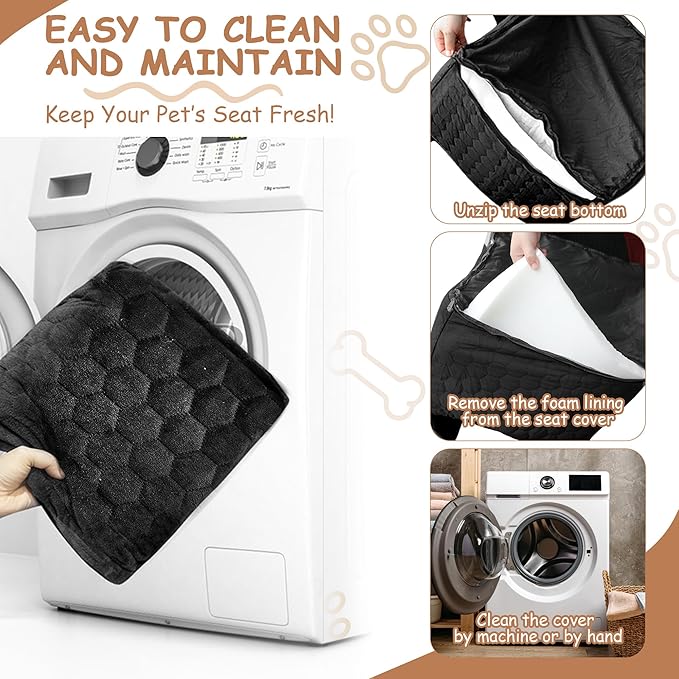 Dog Car Seat for Small/Medium Dogs - Dog Booster Seat with Safety Straps & Non-Slip Base, Travel Pet Car Seat with Storage Pockets, Washable & Removable, Suitable for Dogs Under 35 lbs (Black)-PawvioPets