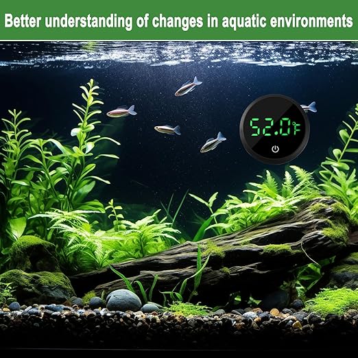 Aquarium Thermometer Digital Fish Tank Thermometer Led Display Fish Tank Temperature Gauge Accurate Thermometer to ±1℉ for Betta Axolotl Turtle Tank (with Spare Battery) 2pack-PawvioPets