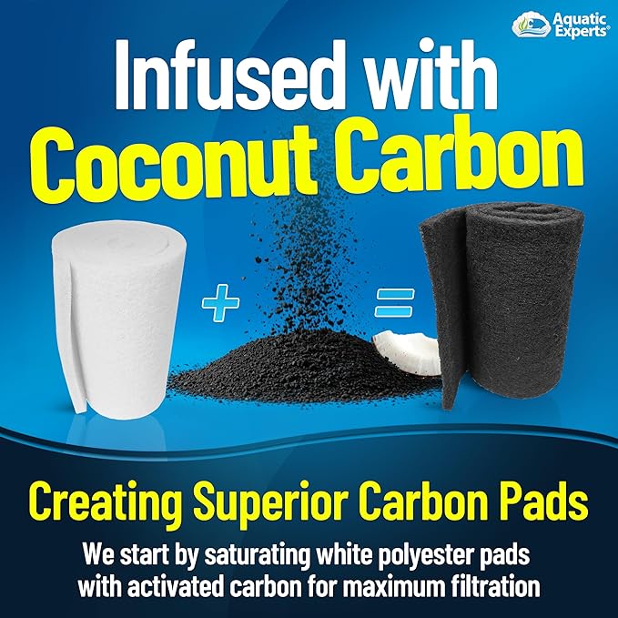 Aquarium Carbon Pad - Cut to Fit Carbon Infused Filter Pad Media for Crystal Clear Fish Tank and Ponds (18 Inch Width, 36 Inch Long)-PawvioPets