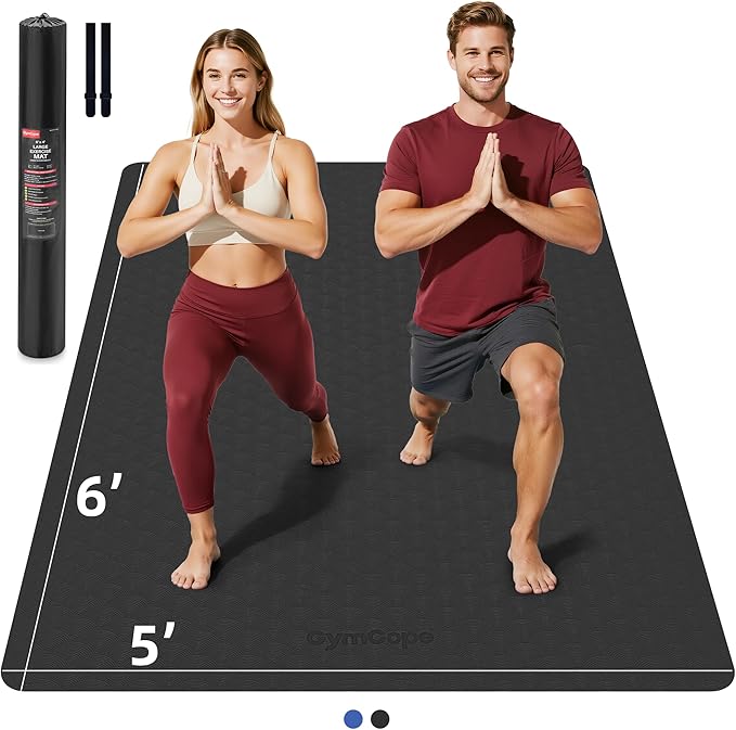 Extra Large Yoga Mat - 72"x35", 72"x48", 78"x57" - Wide TPE Exercise Mat for Home, Stretching, Couples & Family Workouts - 6-12mm Thick, Non-Slip & Waterproof - with Carry Bag and Straps-PawvioPets