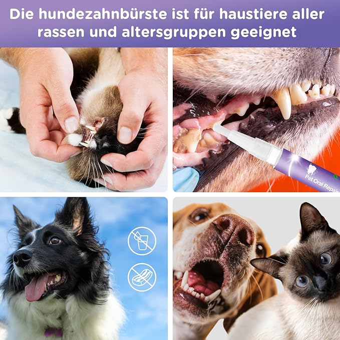 6Pcs Pet Oral Repair Gel, Dog Oral Repair Gel, Pet Breath Freshener for Cats and Dogs, Removes Tartar, Keeps Breath Fresh, Strengthens Teeth,No Brushing Oral Care Cleaner,3ML-PawvioPets