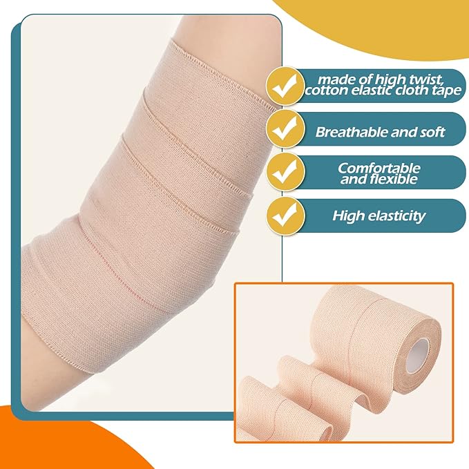 4 Rolls Elastic Tape Adhesive Elastic Tape Self Adhesive Bandage Wrap Flexible Stretch Bandages for Sports Ankle, Knee and Wrist Sprains Animal Pets, 5 Yard (3 Inch in Width)-PawvioPets