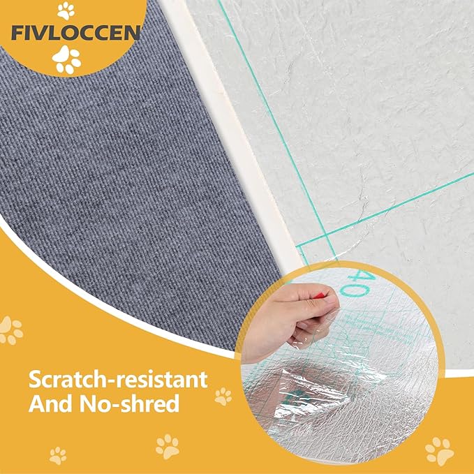 78.7"x15.8"Self-Adhesive Climbing Cat Scratch Protector Pads - Trimmable Furniture Guard for Sofa, Walls & Floors, DIY Cat Tree/Tower/Bed, Replaceable Scratch-Resistant Mats (Light Gray)-PawvioPets