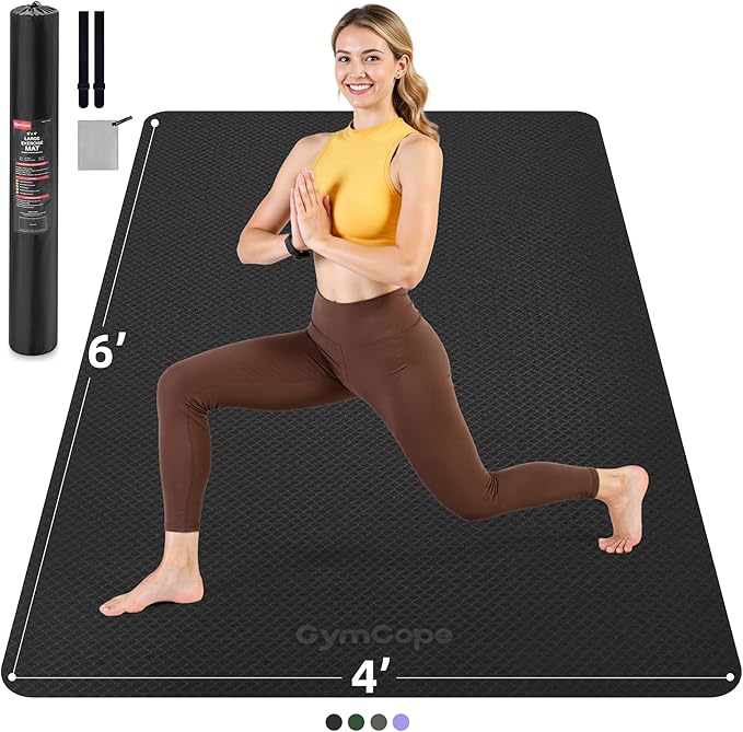 Extra Large Yoga Mat - 72"x35", 72"x48", 78"x57" - Wide TPE Exercise Mat for Home, Stretching, Couples & Family Workouts - 6-12mm Thick, Non-Slip & Waterproof - with Carry Bag and Straps-PawvioPets