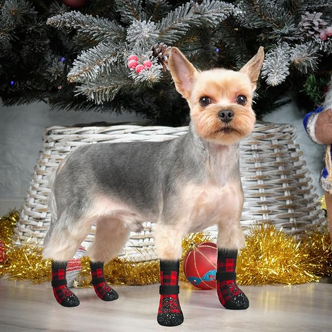 EXPAWLORER Anti-Slip Dog Socks-Double Sides Grips Traction Control on Hardwood Floor,Dog Shoes for Hot/Cold Pavement,Best Paw Protector,Prevents Licking,for Puppy Small Medium Large Senior Dogs-PawvioPets