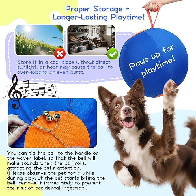 25" Herding Ball for Dogs – Durable Horse Ball Style Dog Toy with Cover – Dog Herding Toy for Outdoor Play, Training & Exercise – Great for Australian Shepherds & Large Breeds-PawvioPets