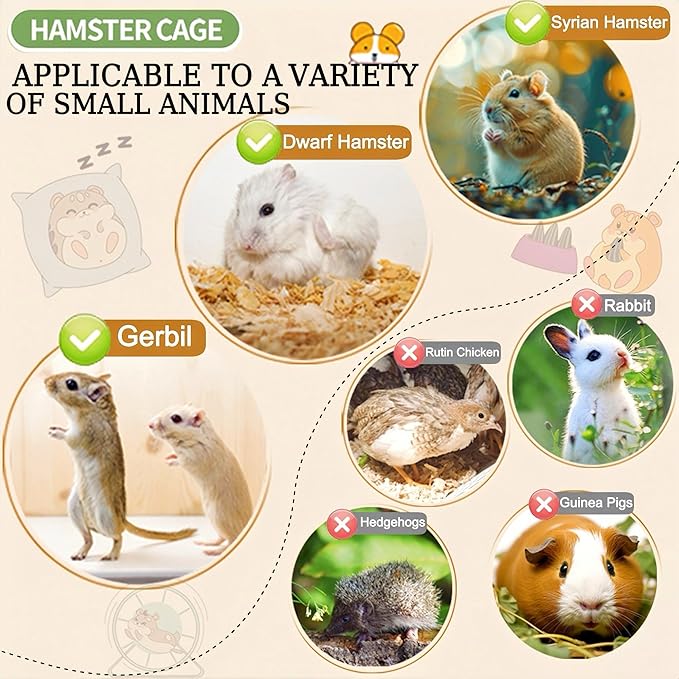 17 in 1 Clear Acrylic Hamster Cage with All Accessories,13.5''L* 10''W* 21''H Dwarf Hamster Cage,Magnetic Connection Small Hamster Enclosure,Garden Style Wooden Mouse Cage for Pet Mice(3-Layer,White)-PawvioPets