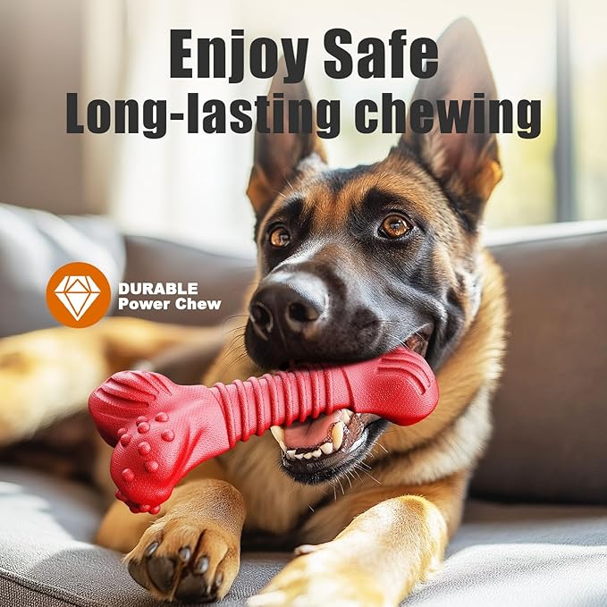 Dog Toys for Aggressive Chewers, Dog Toys for Medium Large Dogs, Natural Rubber Dog Chew Toys with Beef Flavor, Indestructible Chew Toys for Aggressive Chewers (red)-PawvioPets
