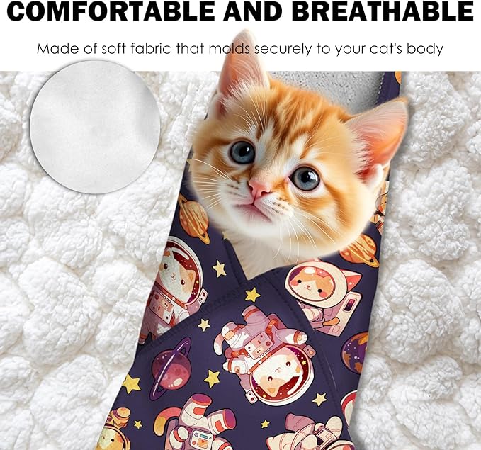 27.6" Cat Grooming Wrap, Self Adhesive Cat Wrap for Cutting Nails, Anti-Escape Calming Cat Swaddle Wrap for Medicine Ear Cleaning, Anti-Scratch Cats Burrito Restraint Blanket, Practical Pet Tool-PawvioPets
