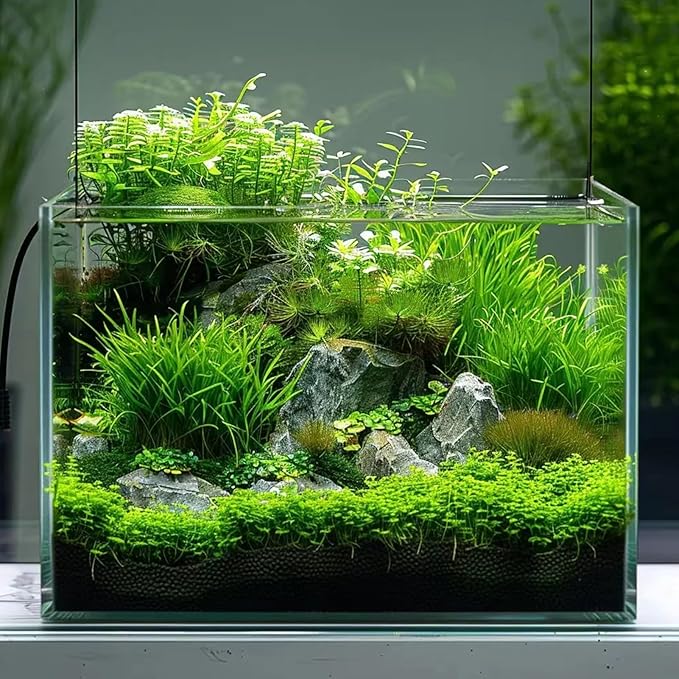 10 Gallon Glass Fish Tank, Easy to Maintain Small Aquarium for Betta/Goldfish/Snails/Shrimp and Aquatic Planting.-PawvioPets