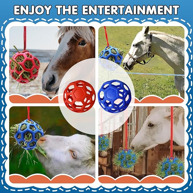 2 Pcs Hay Ball for Horses to Play with, Relieve Stress with This Bright Color Hay Feeder Ball for Horses Goat to Avoid Boredom-PawvioPets