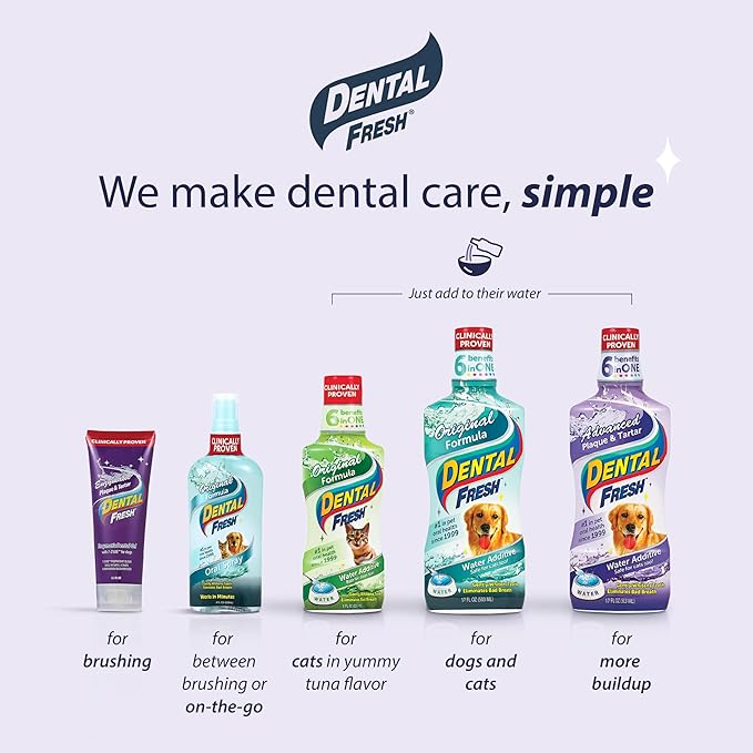 Dental Fresh Advanced Plaque and Tartar Water Additive, 8oz – Dog Teeth Cleaning Formula to Freshen Breath and Improve Overall Oral Health-PawvioPets