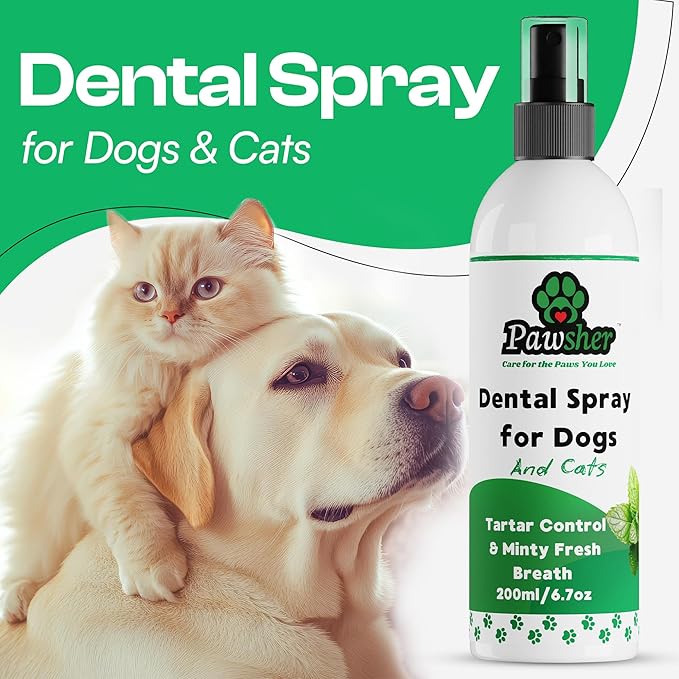 Dog Breath Freshener, Helps Promote Gum Health, Cats & Dogs Plaque and Tartar Remover, Instant Fresh Breath for Dogs & Cats, 6.7 oz-PawvioPets