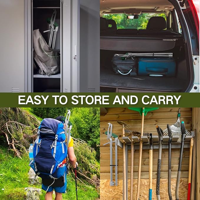 60“ Snake Tongs Collapsible Grabber, Professional Reptile Snake Catcher Wide Jaw Handling Tool, Stainless Steel Snake Hook-PawvioPets