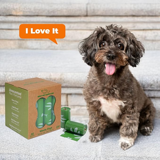 Best Pet Supplies Poop Bags for Dogs, 50% Post-Consumer Recycled Content dog waste bags on rolls, fits all poop bag holders for leashes - 600 Count, Green, Unscented-PawvioPets