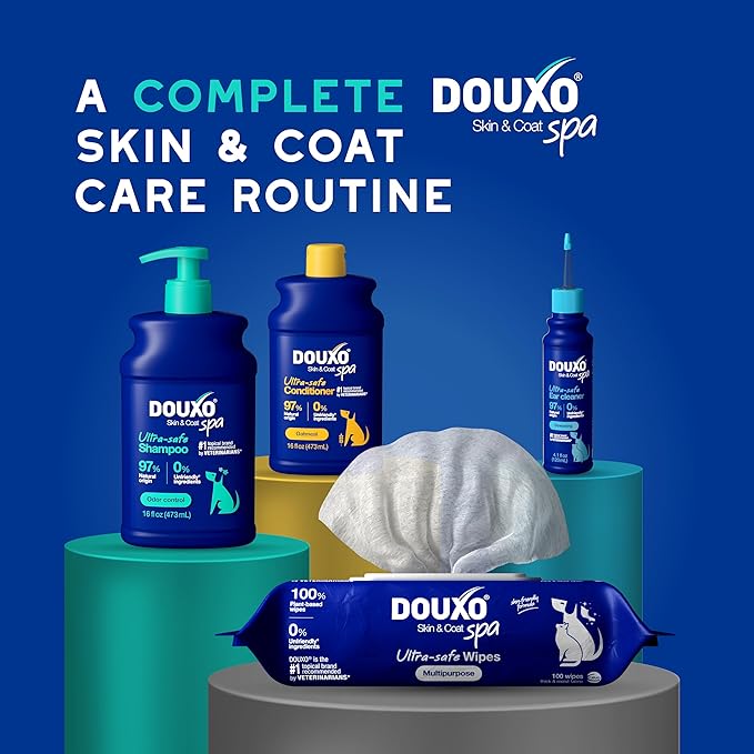 DOUXO® Skin & Coat SPA - Ultra-Safe Odor Control Dog Shampoo for Smelly Dogs, 16 fl oz, Cleans and Hydrates The Skin, Removes Odor, Leaves The Coat Soft and Smelling Great, Skin-Friendly Formula-PawvioPets