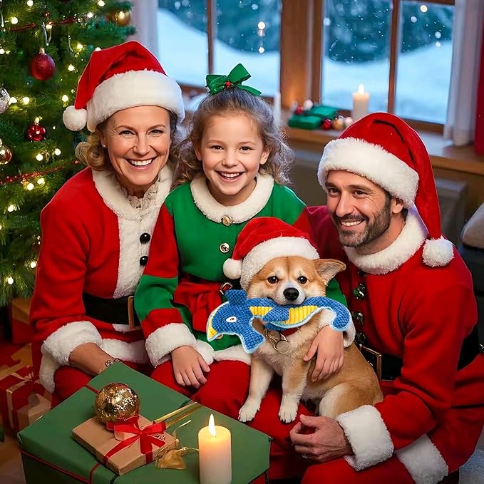 Dog Toy Squeaky Aggressive Durable Dog Toys for Dogs Chew No-Stuffed Dog Toy Interactive Hours of Fun Keep pups Busy -Green Shark,Bubble-Pressed Ultra-Soft Fabric-PawvioPets