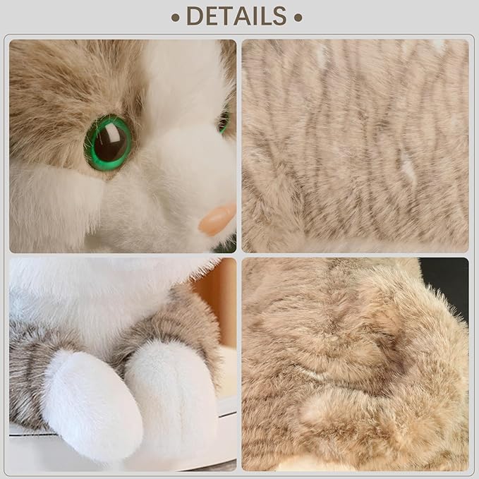 19 inch 3 lbs Cat Weighted Stuffed Animals, Realistic Weighted Cat Stuffed Animal, Sensory Comfort Plush Throw Pillow, Soft Kawaii Stuffed Kitty Plush Toy Gift for Adults Kids Youth-PawvioPets