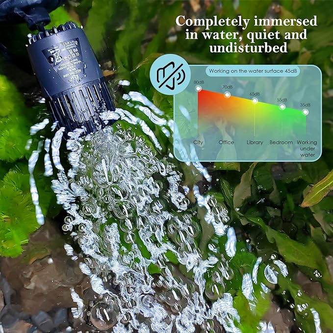 AQQA Aquarium Wave Maker,3W/5W/10W/15W Suction Cup Fish Tank Single Powerhead Pump,110V/60Hz Ultra Quiet Submersible Circulation Pump,360°Adjustable For Freshwater Saltwater Black-PawvioPets