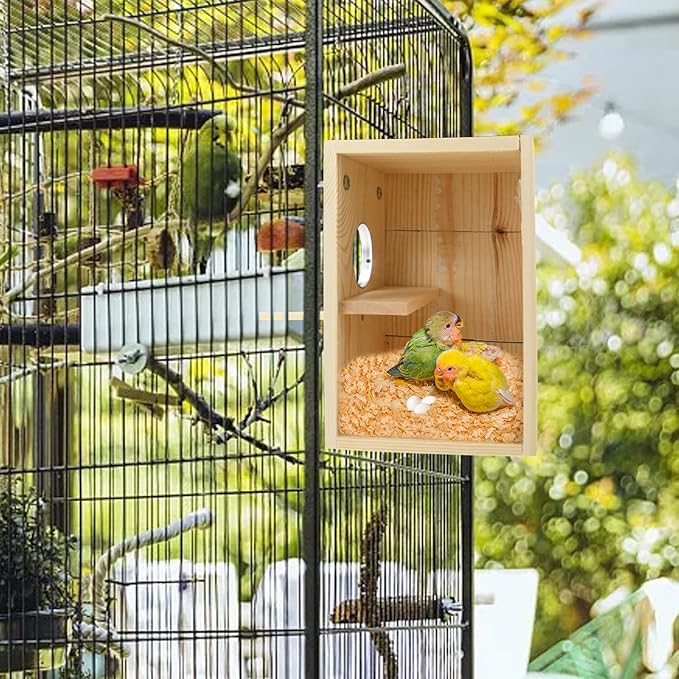 Bird Nest Box Parakeet Breeding Nest Box Bird Nest House Wooden Acrylic Transparent Breeding Box for Finch Lovebirds Cockatiel Budgie Conure Parrot-PawvioPets
