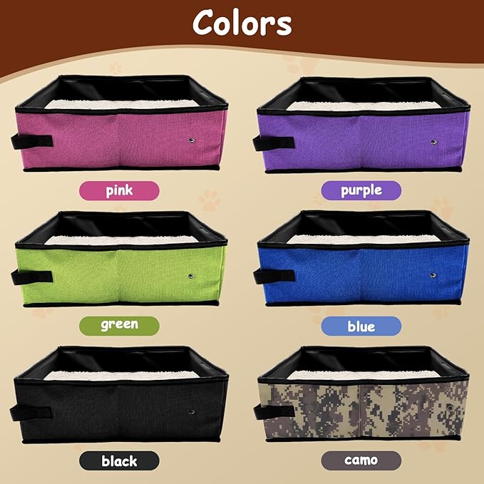 Foldable Travel Litter Box for Cats, Waterproof Portable Cat Travel Litter Box Folding, 15.75 * 11.82 * 3.94 Inches, Traveling & Camping Cat Supplies - Blue-PawvioPets