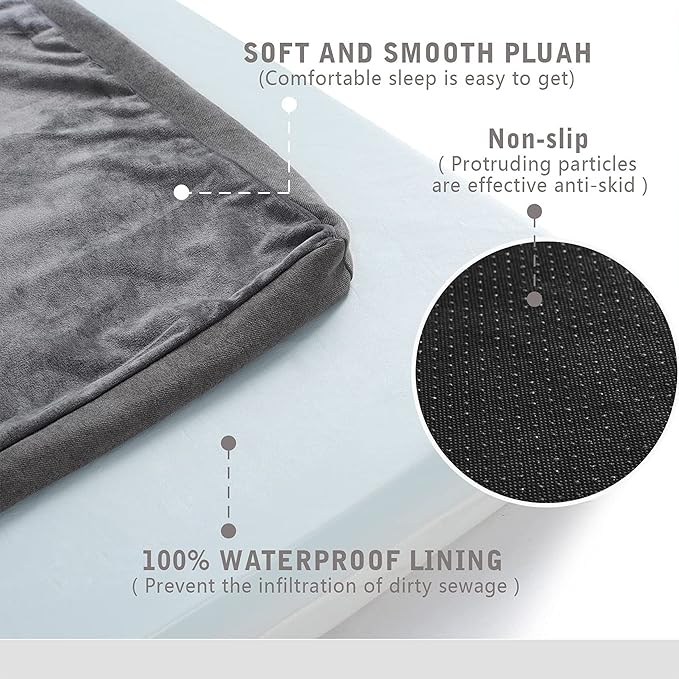 Orthopedic Memory Foam Dog Bed, Cooling Dog Beds Waterproof Pet Bed for Crate with Removable Washable Cover, L(35inch,65Lbs)-PawvioPets