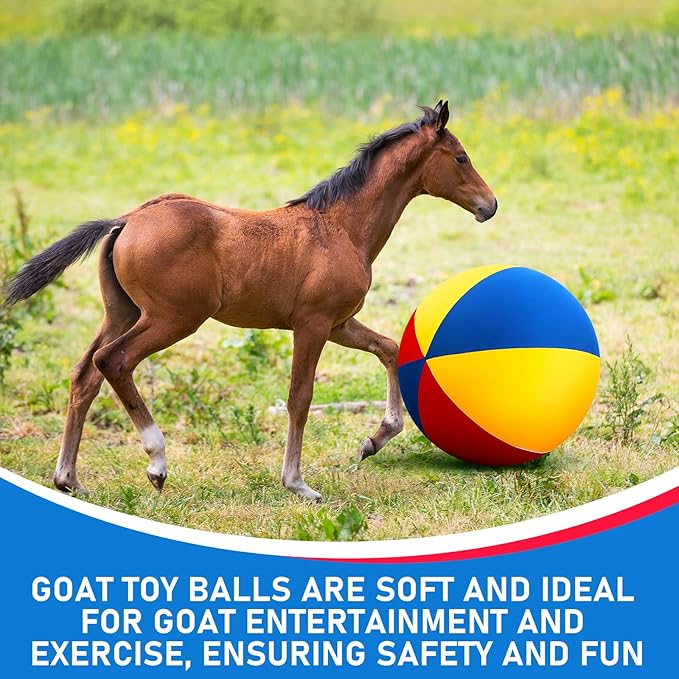 40inch Giant Herding Ball with Ball Cover Anti Burst Please Watch VCR for How to Inflation Horse Toys for Horses Stall Entertainment Play, Pump Included(Colorful,Classic)-PawvioPets