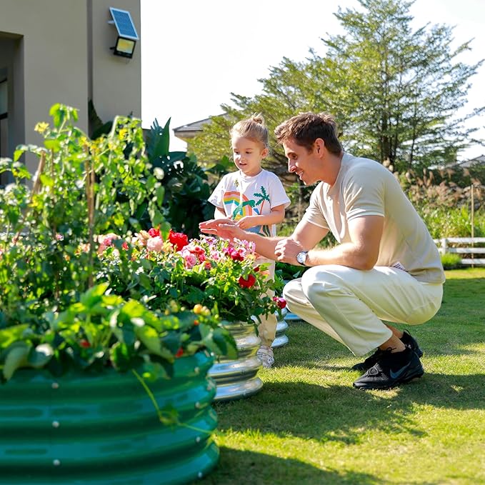 2pack 8×4×1ft Raised Garden Bed,Outdoor Galvanized Planter Boxes, Oval Large Metal Raised Garden Beds for Vegetables-PawvioPets