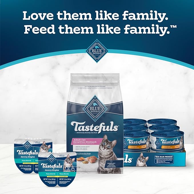 Blue Buffalo Tastefuls Adult Dry Cat Food Sensitive Stomach Formula, Made in the USA with Natural Ingredients, Chicken Recipe, 7-lb. Bag-PawvioPets