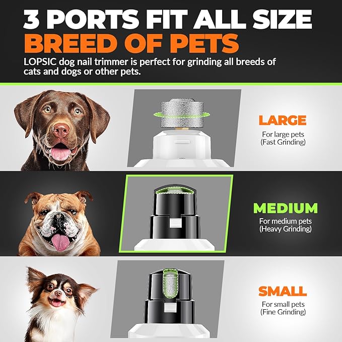 Dog Nail Grinder with 2 LED Lights Powerful 2 Speeds Super Quiet Dog Nail Trimmers with 3 Grinding Wheels Rechargeable Pet Dog Nail Clippers for Large Medium Puppy Dogs Dog Nail File Cat Nail Clipper-PawvioPets