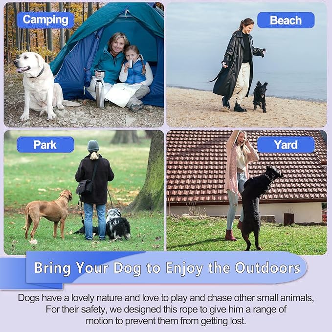 10FT Heavy Duty Dog Tie Out Cable for Large Dogs up to 125lbs, Durable Runner Tether Line (Blue)-PawvioPets