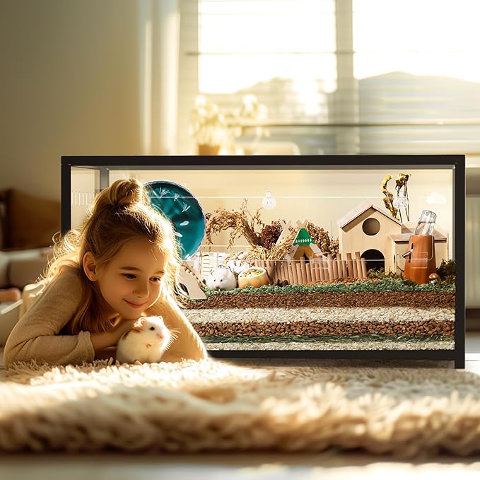 BUCATSTATE Hamster Cage Metal 2.0 - Small Animal Habitats Large Stackable with Top Access Easy Assemble 39.3L*19.7W*20.6H Inches Dwarf Syrian Hamster House for Guinea Pig, Gerbil (774sq inch Black)-PawvioPets