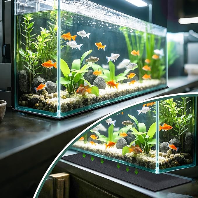 15 x 30 x 0.2 Inches Aquarium Leveling Mat 2PCS/Set Neoprene Non-Slip Shockproof Fish Tank Pad Waterproof Textured Surface for Uneven Surfaces Durable Fish Tank Mat with Easy-Cut Edges-PawvioPets