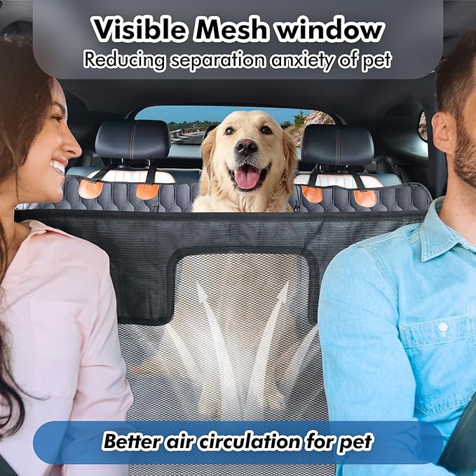 3-in-1 Convertible PU Leather Dog Car Seat Extender & Booster Seat – 400lb Capacity, Waterproof, Hard Bottom, Scratch-Proof Hammock for Cars & SUVs-L-PawvioPets