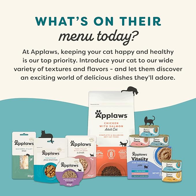 Applaws Vitality Wet Cat Food Paté, Natural Canned Cat Food, Wet Food for Cats with Added Vitamins and Minerals, Grain Free, Carrageenan Free, Tuna Fillet and Mackerel Recipe (24 Count, 2.47 oz Cans)-PawvioPets