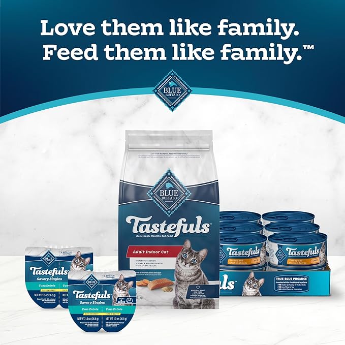 Blue Buffalo Tastefuls Adult Dry Cat Food Indoor Cat Formula, Made in the USA with Natural Ingredients, Salmon Recipe, 7-lb. Bag-PawvioPets
