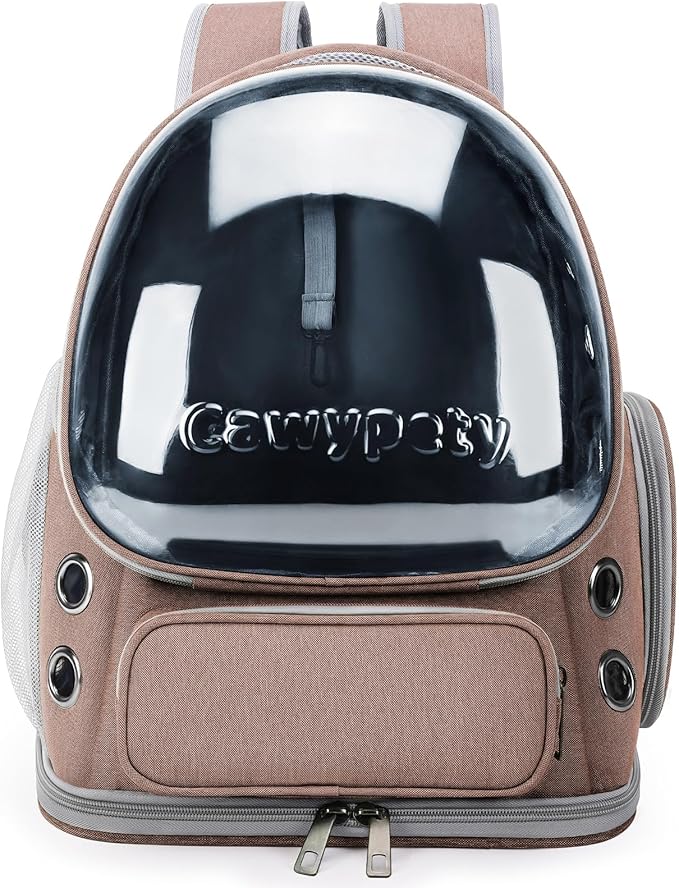Cat Backpack Carrier, Breathable Cat Carrier Large Space Bubble Pet Backpack for Kitty Small Dog up to 15lbs, Transparent & Foldable Pet Carrier for Travel Hiking-PawvioPets