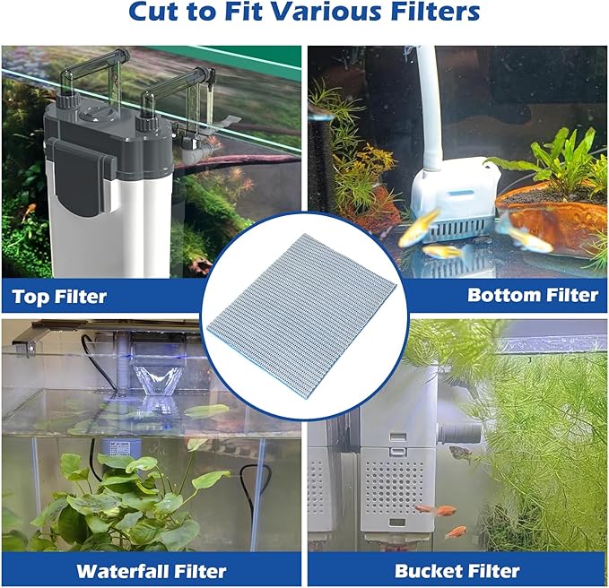 8 Layer Aquarium Filter Media Pad,15.7 x 11.8 in Washable Cuttable Filters Sponge Pads Foam Filter Floss Accessories for Fish Tank, Pond, Aquarium-PawvioPets