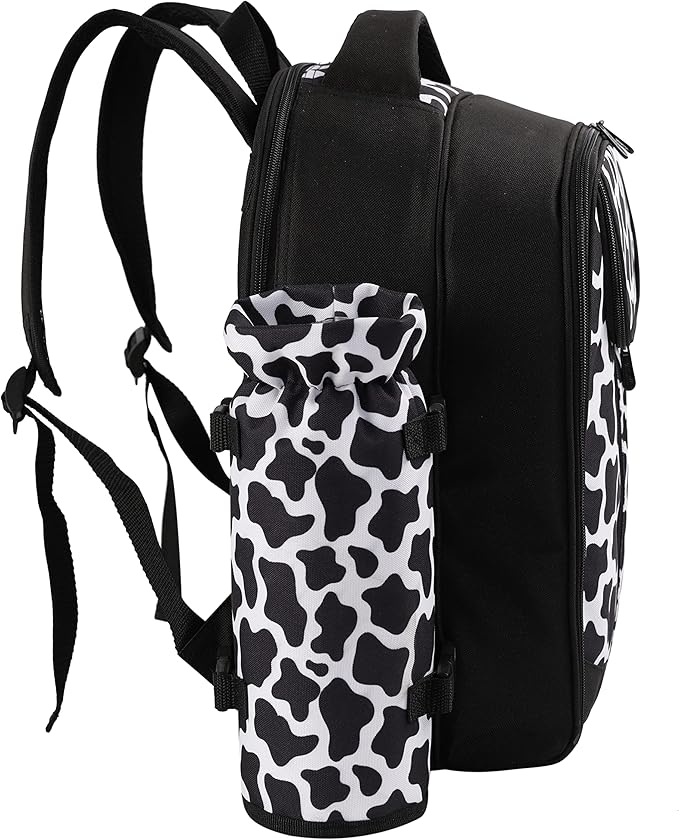 apollo walker Picnic Backpack Bag for 2 Person with Cooler Compartment, Detachable Bottle/Wine Holder, Fleece Blanket, Plates and Cutlery Set (2 Person, Black)-PawvioPets