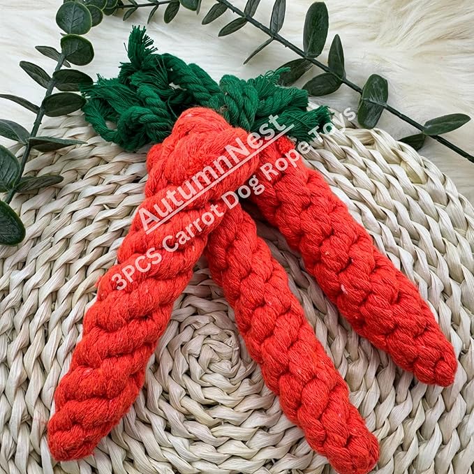 3PCS Orange Woven Pet Chew Set, Puppy Teething Chews, Dog Chew Treats, Cat Teething Playset, Safe Braided Chews for Pets, Durable & Interactive-PawvioPets