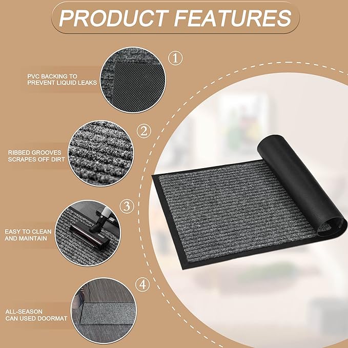 Front Door Mat Outside Entrance, 120" x 36" Sturdy Indoor Outdoor Mats for Entryway, Low Profile Welcome Doormat for Home Entrance, Non Slip Shoe Scraper Mat, Ideal for High Traffic Area-PawvioPets