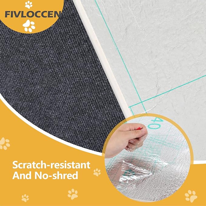 78.7"x15.8"Self-Adhesive Climbing Cat Scratch Protector Pads - Trimmable Furniture Guard for Sofa, Walls & Floors, DIY Cat Tree/Tower/Bed, Replaceable Scratch-Resistant Mats (Dark Gray)-PawvioPets