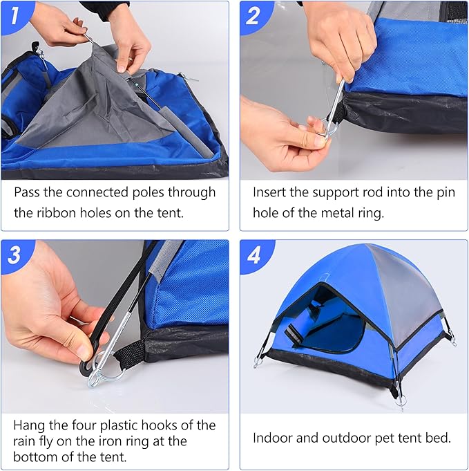 Cat Camping Tent, Cat Tent Bed, Pet Tent for Indoor Cat and Small Dog, Mini Tent (Blue, 21 x 21 x 14 Inches)-PawvioPets