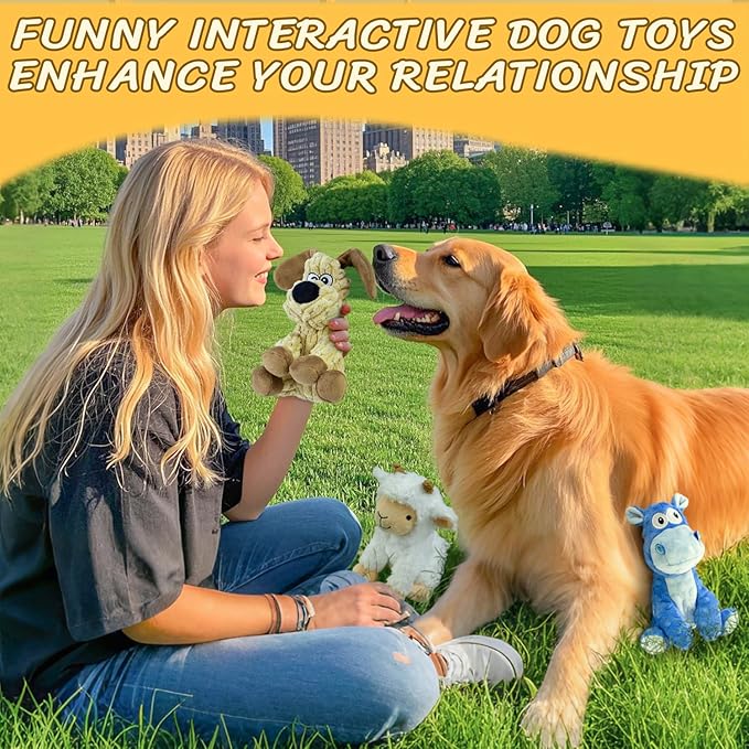 3Pack Squeaky Stuffed Dog Toys- Indoor&Outdoor Playing Toys for Large to Small, Durable Plush Toys to Keep Them Busy- Animal Shape Crinkle Toy-PawvioPets
