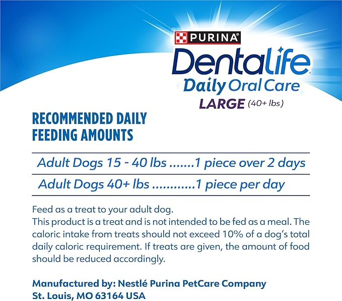 DentaLife Daily Oral Care Dog Treats for Large Dogs 40 plus lbs., Chewy Dental Treat to Freshen Breath and Fight Tartar, Chicken Flavor, 36 oz., 30 Chews - 30 ct. Pouch-PawvioPets