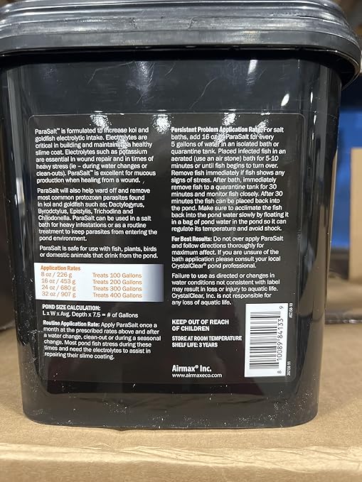 CrystalClear ParaSalt Outdoor Pond & Water Garden Rock Salt Crystals, Fish Parasite Control, Beneficial Stress Reducing & Slime-Coat Treatment, Natural Aquatic Additive, Koi, Plants & Pet Safe, 10 lbs-PawvioPets
