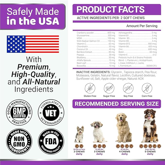 2-Pack Dog Multivitamin Chewable with Glucosamine - Dog Vitamins and Supplements - Senior & Puppy Multivitamin for Dogs - Hip & Joint Support - Immune Health, Skin, Heart, Digestion, Probiotics-PawvioPets